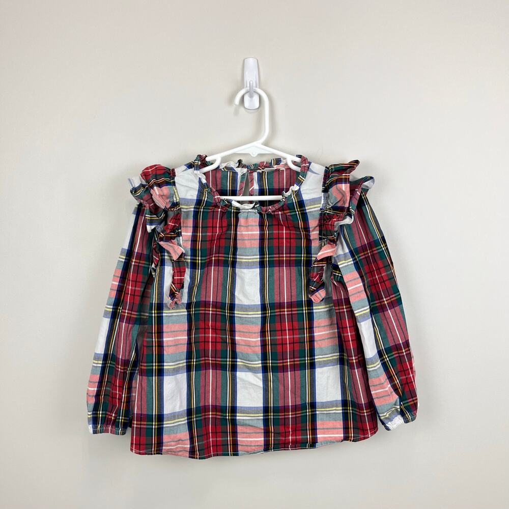 Crewcuts Ruffle Tartan Plaid Blouse 8